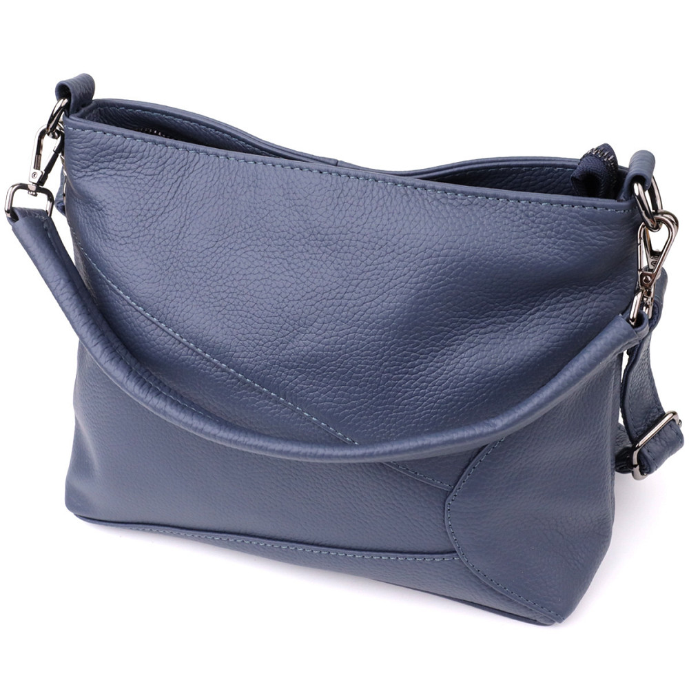 Практична жіноча сумка на два відділення з натуральної шкіри Vintage 23016 Синій Київ - фото 1