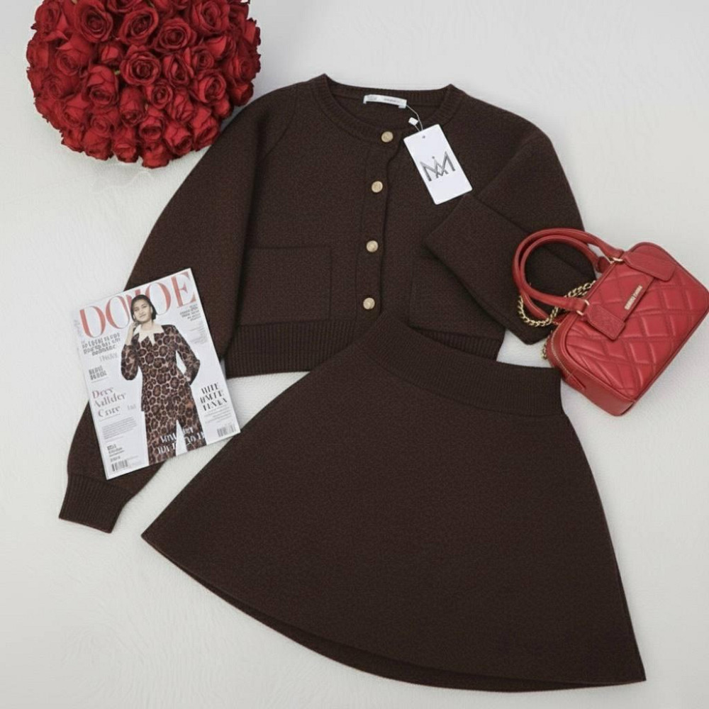 Женский стильный элегантный костюм двойка из ангоры Шоколад, 42/46 Одесса - изображение 1