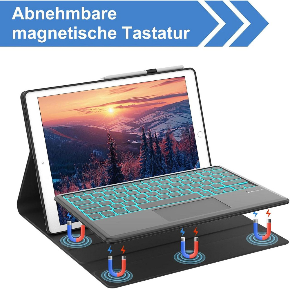 Клавіатурний чохол з трекпадом для iPad Pro 12.9 (1/2 покоління) RGB підсвітка магнітний відстібаємий USB-C чорний Київ - фото 6