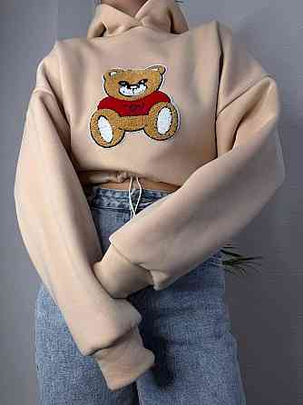 Жіноча стильна повсякденна худі з малюнком якісна тринитка на флісі Бежевий 2 Одеса