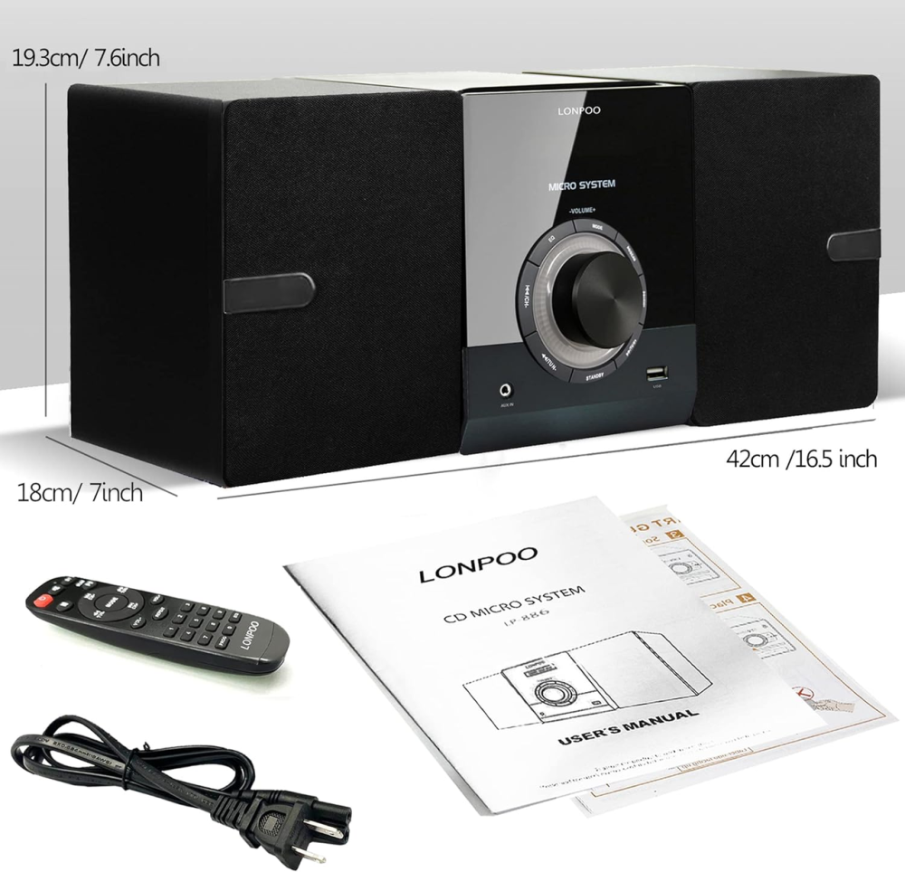 Музыкальный центр Hi-Fi микросистема LONPOO LP-886: CD-плеер, Bluetooth, USB, FM-радио, 30 Вт, DSP, Пульт ДУ, Black Киев - изображение 8