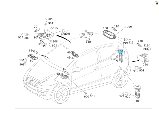 Mercedes-Benz  A2208201901 Плафон освітлення багажника C-class W203 CL203 Sportcoupe CLC C203 CLK Coupe C209 CLK Cabriolet A209 CL C215 S-class short  Одеса