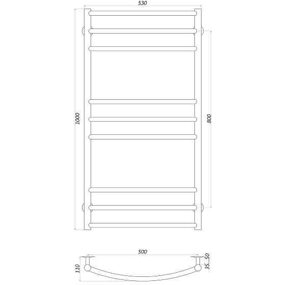 Рушникосушарка UNIO LDE W 1000-500-9 BLK Драбинка Дуга Еліт вода чорна Киев