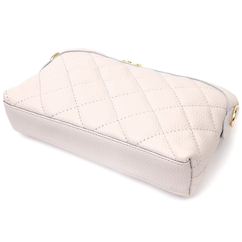 Стильна сумка жіноча через плече з натуральної стьобаної шкіри Vintage 22316 Біла Київ - фото 3