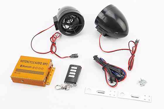 АУДІО-блок (Bluetooth, МРЗ-USB / SD, FM-радіо, пультДУ, сигналізація) + колонки 2шт (чорні) Київ