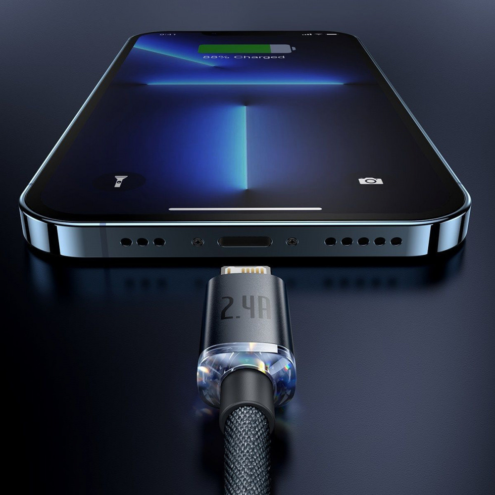 Кабель Baseus Crystal Shine Series Lightning 2.4A 1.2м блакитний Львів - фото 4