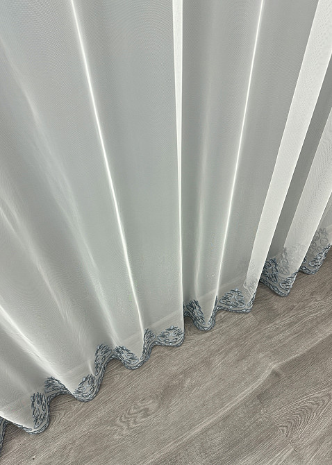 Тюль "Грек-сітка" з вишивкою і люрексом колір молочний з сірим 1693т Київ - фото 7