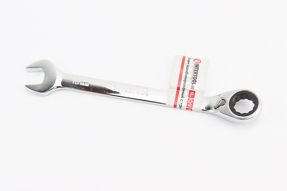 Ключ комбінований з тріскачкою 18мм, реверс, CrV, PROF DIN3113 XT-1318 Київ - фото 1