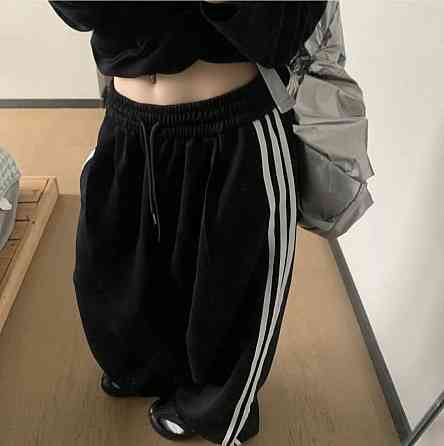 Жіночі повсякденні оверсайз штани з лампасами двонитка Одеса