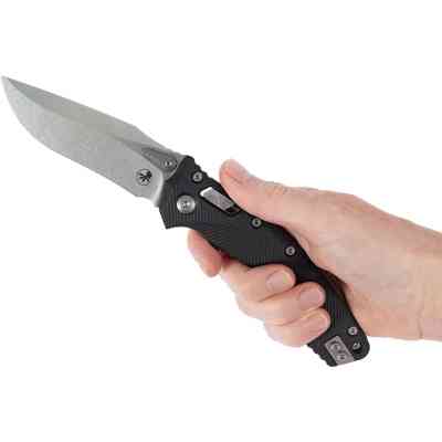 Нож Microtech Amphibian Stonewash Black (137RL-10FLGTBK) Винница