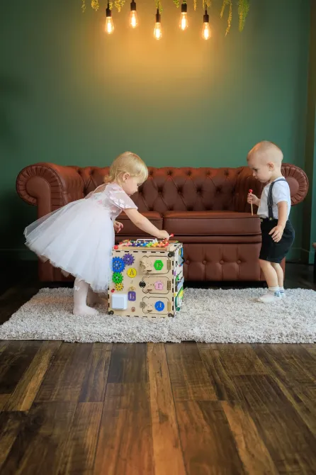 Бізікуб із фанери без фарби Бізікуб 30*30*30 Розвивальний дитячий куб Бізіборд Тернопіль - фото 7