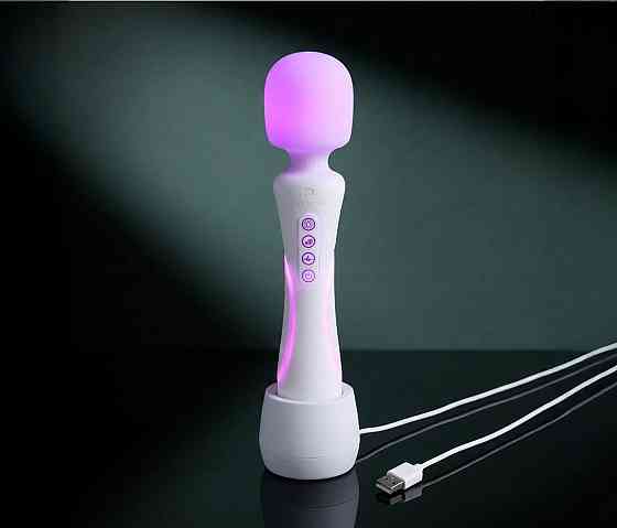 Микрофон с вибрацией, RGB-подсветкой и приложением Illumination The Wand, белый, 24,8 × 5,1 см Sex Aura Киев