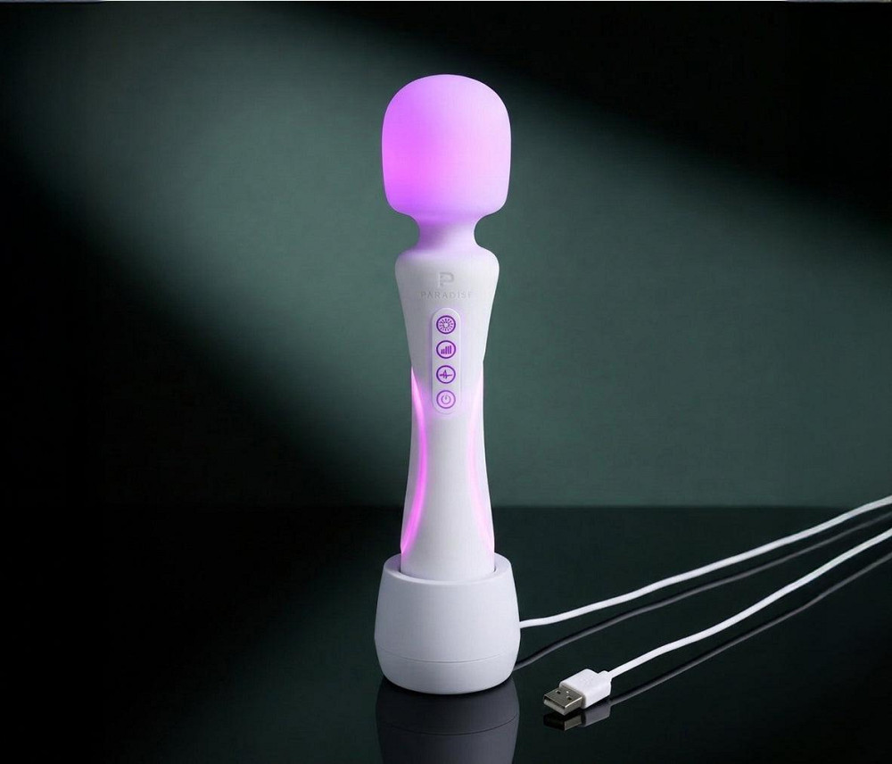 Микрофон с вибрацией, RGB-подсветкой и приложением Illumination The Wand, белый, 24,8 × 5,1 см Sex Aura Киев - изображение 4