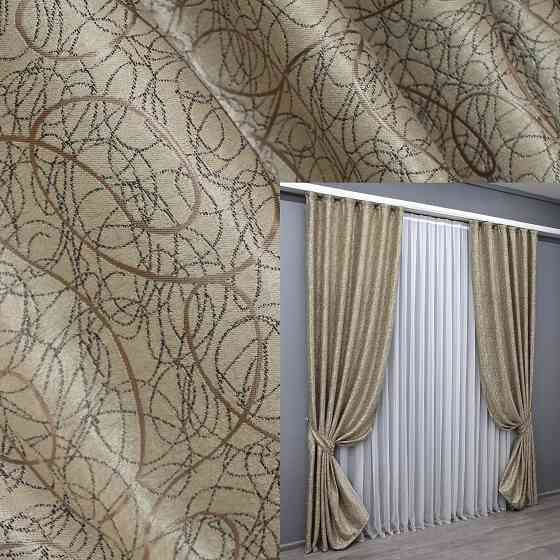 Комплект готовых штор VR-Textil Блэкаут-софт Жаклин № 671ш(Б) Бежевый с карамельным 100х270 см 2шт (31-366) Киев