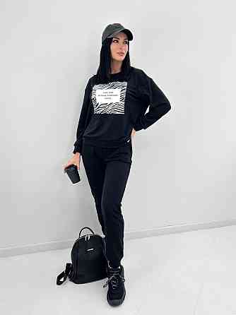 Трикотажный спортивный костюм с принтом Condor батал 54-56, Черный+черный Киев