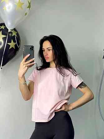 Базовая футболка женская однотонная Светло-розовый XXL Харьков