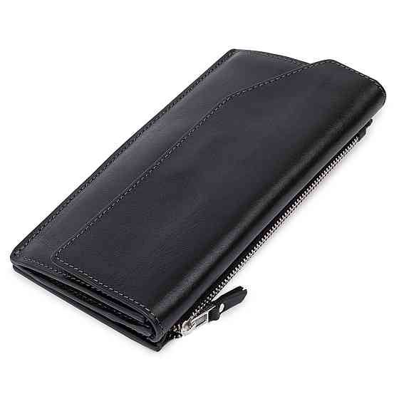 Практичне стильне портмоне унісекс GRANDE PELLE 11558 Чорний Київ