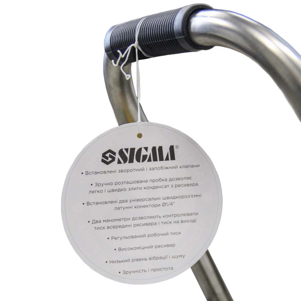 Компрессор двухцилиндровый ременный 2.5кВт 396л/мин 10бар 100л (2 крана) SIGMA (7044151) Ровно - изображение 16