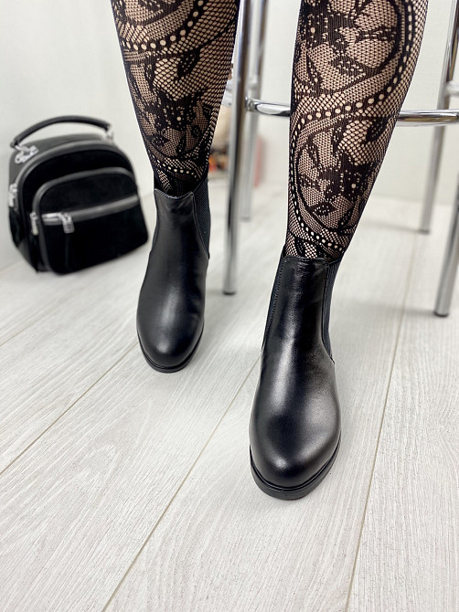 Olli Черевики жіночі OLLI чорні натуральна шкіра весна-осінь висота 13см (K-11-9104) Коломия - фото 6