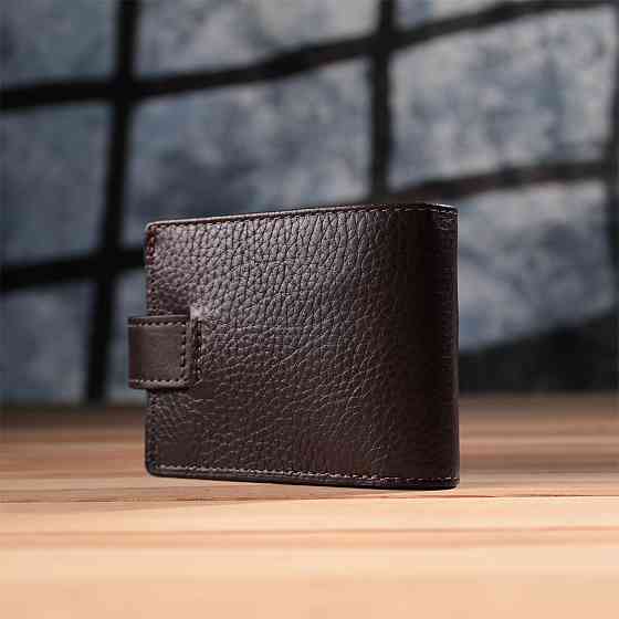 Практичне портмоне з люксової зернистої шкіри флотар GRANDE PELLE 22876 Коричневий Київ