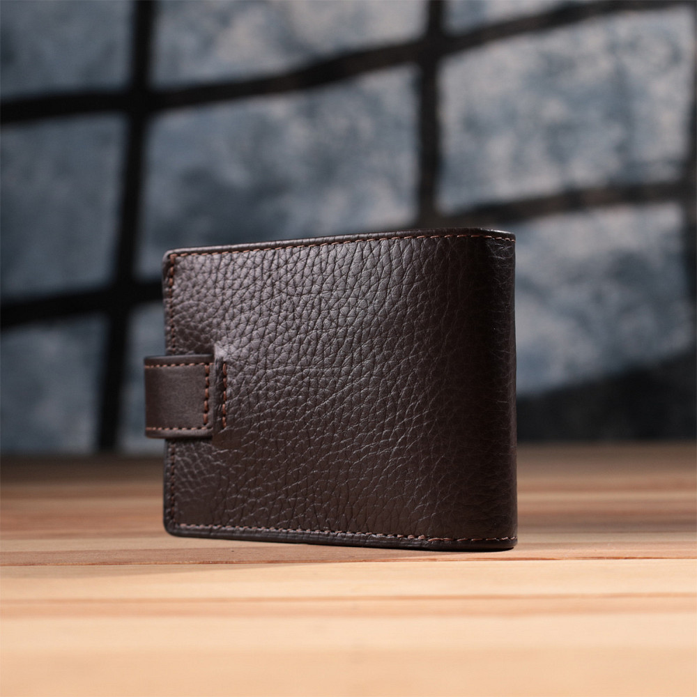 Практичное портмоне из люксовой зернистой кожи флотар GRANDE PELLE 22876 Коричневый Киев - изображение 2