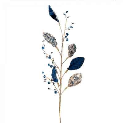 Декоративная ветвь YES! Fun Листья с кристаллами, голубая, 78 (974731) Винница