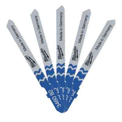 Полотно Milwaukee для лобзика T218A 55мм/крок зуба 1,2мм, 5шт, фігурний різ, універсальні (4932346082) Вінниця