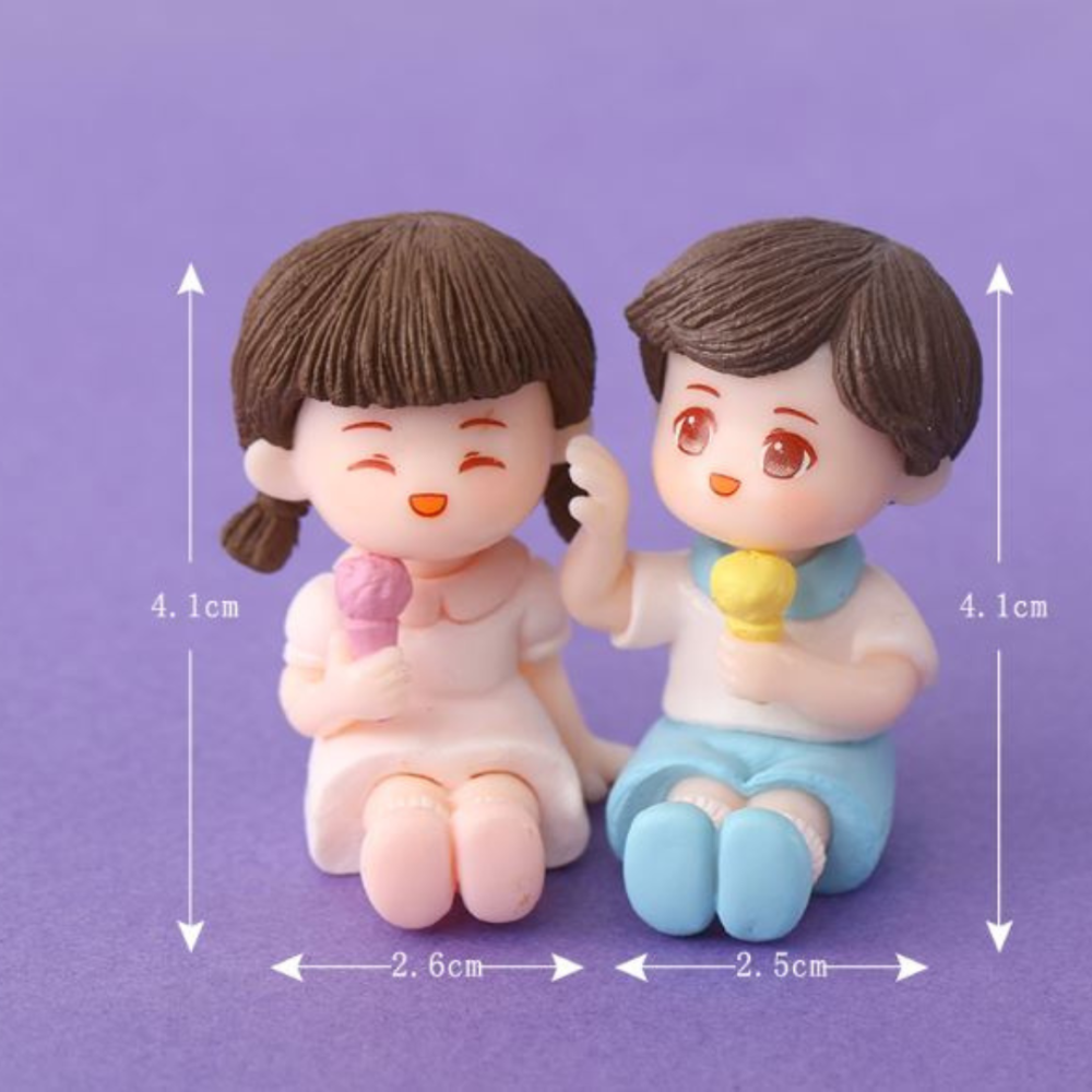 Фігурки Хлопчик і Дівчинка з морозивом для флораріуму, вазону, кашпо, мікроландшафту, пісочних столів Малюки сидять Одеса - фото 3