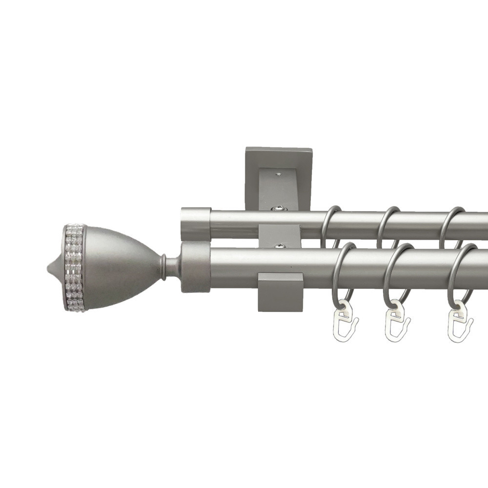 Карниз Orvit Етернія металевий дворядний техно гладка труба кільце металеве Сатин 25\19 мм 240 см Львов - изображение 1