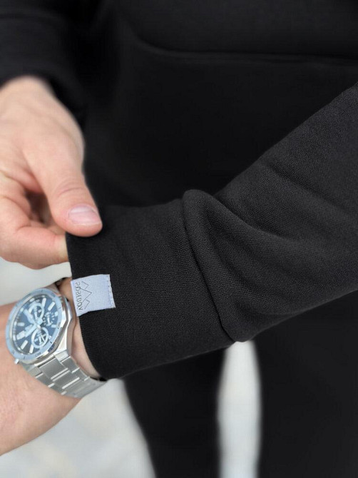 Тепле чоловіче худі на флісі з капюшоном чорне Pobedov 008 ЗИМА Київ - фото 5