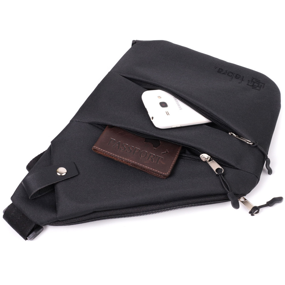 Стильна повсякденна слінг-сумка з якісного поліестеру FABRA 22586 Чорний Київ - фото 9