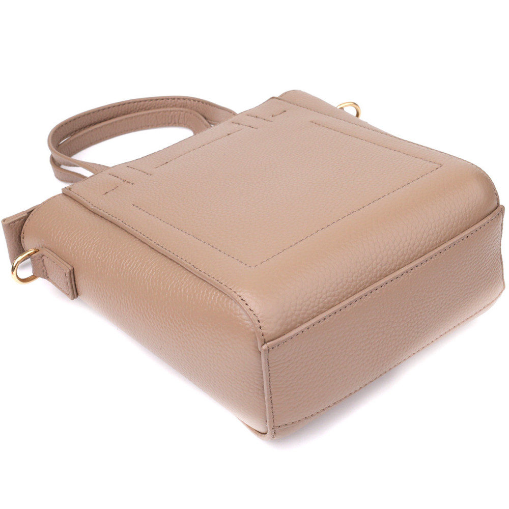 Стильна сумка жіноча з натуральної шкіри у формі трапеції Vintage 22918 Бежевий Київ - фото 6