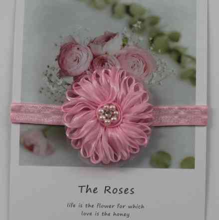 Повязка для девочки розовая - размер цветка 7см, размер универсальный (на резинке) Киев