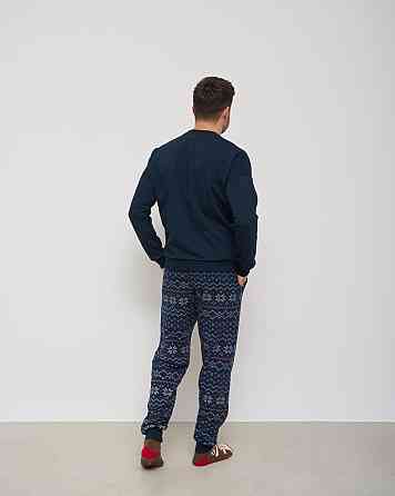 Чоловіча тепла піжама — Байка — штани в орнамент — Family look для пари Tom John 93430 M Київ