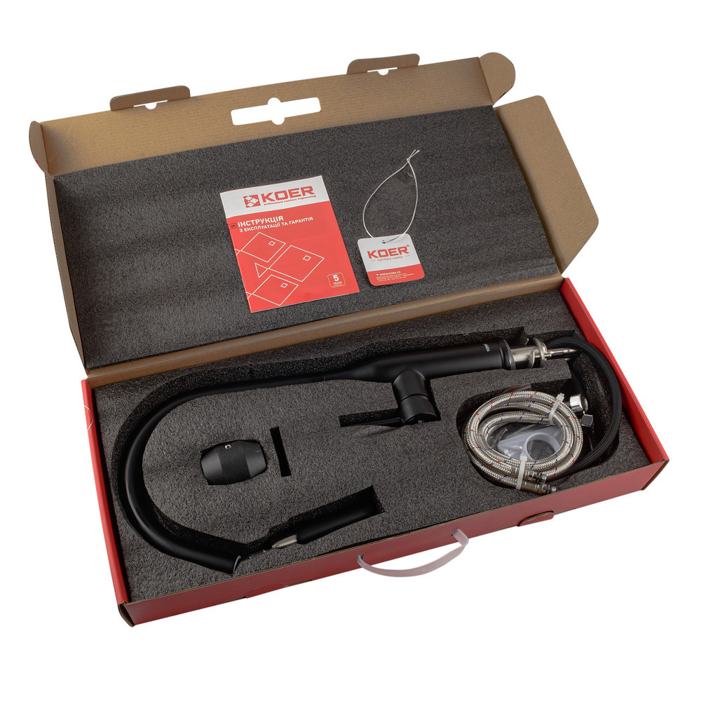 Кухонний змішувач KOER KI-70004-05 з висувним виливом з нержавіючої сталі (KR3386) Харків - фото 6