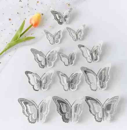 Метелики декоративні на стіну дзеркальні 12 штук сріблястий Київ