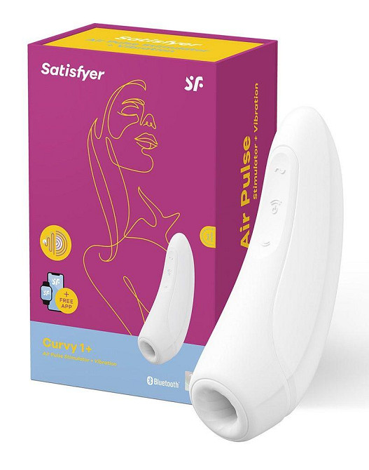 Вакуумний кліторальний стимулятор Satisfyer Curvy 1+ White з керуванням через інтернет Sex Aura Київ - фото 7