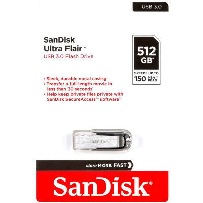 USB флеш накопичувач SanDisk 512GB Ultra Flair Silver-Black USB 3.0 (SDCZ73-512G-G46) Вінниця - фото 5