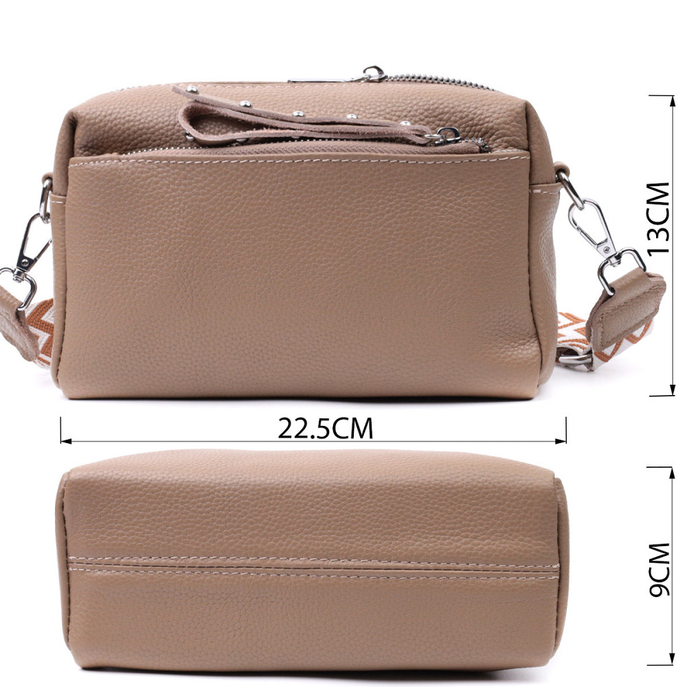 Сумка для женщин с акцентом на стильный бегунок из натуральной кожи Vintage 22650 Бежевая Киев - изображение 3