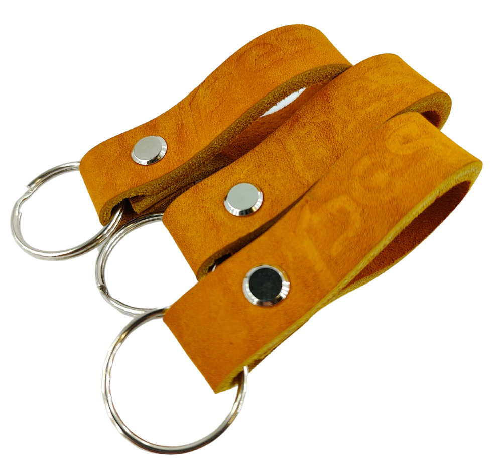 Брелок PES шкіряний  для ключів з тисненням Помаранчевий Київ - фото 3