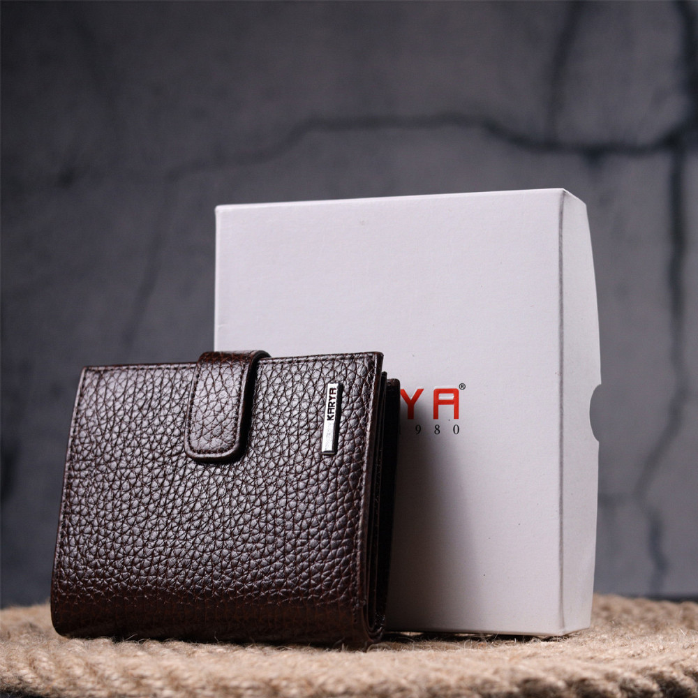 Чоловічий шкіряний невеликий гаманець KARYA 21389 Коричневий Київ - фото 1