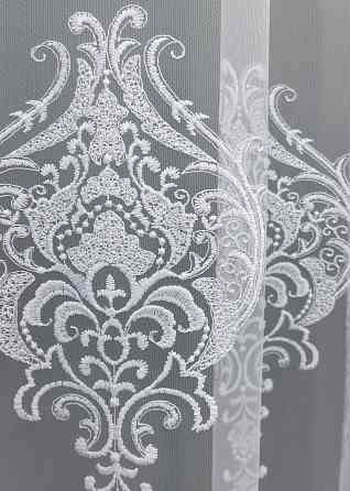Тюль фатин с вышивкой и люрексом цвет холодный белый 1844т Киев