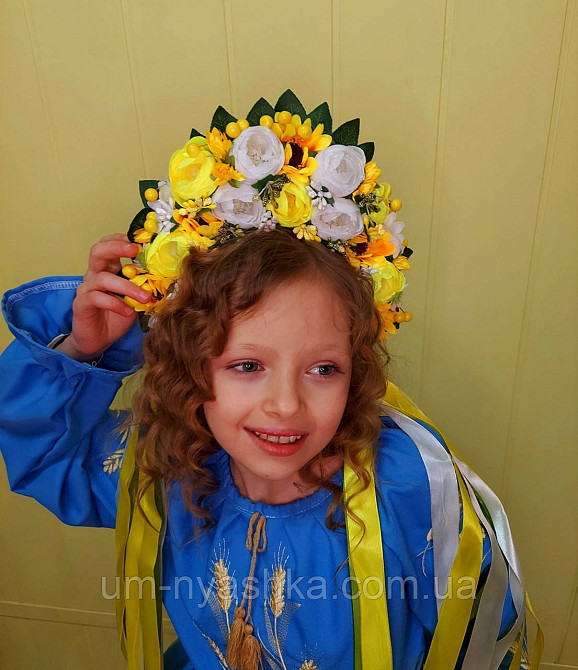 Жовтий віночок Обідок обруч з квітами "Сценічний сердній жовтий" Кривий Ріг - фото 2