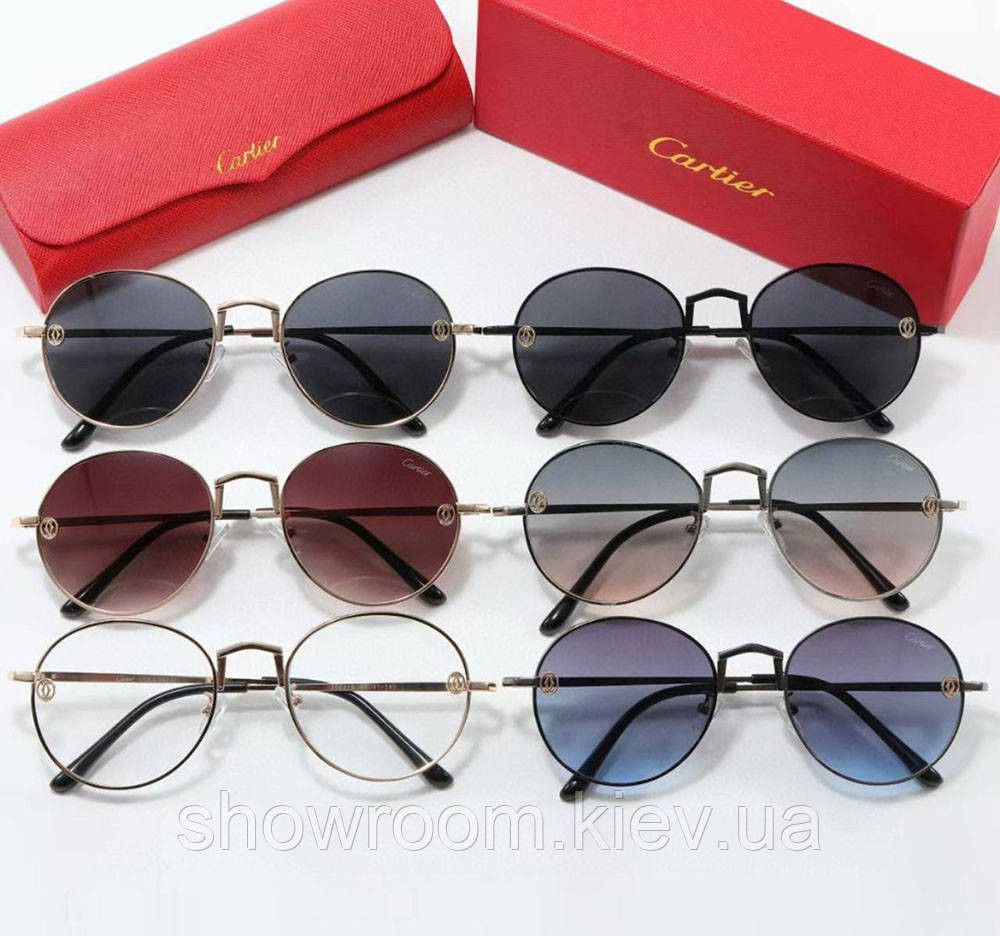 Женские круглые солнцезащитные очки Cartier (202318) green Киев - изображение 3