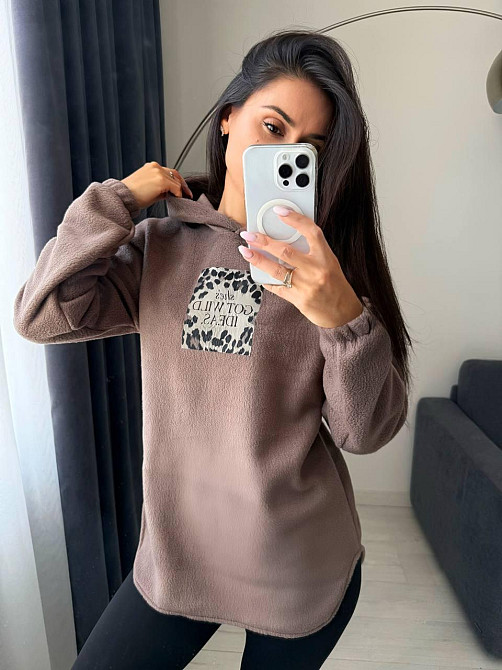 Женский теплый костюм двойка: кофта и лосины двусторонний Polar Флис + дайвинг на флисе Бежевый, 42/44 Одесса - изображение 4