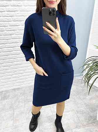 Тепла сукня з двосторонньої ангори "Debra" оптом | Батал Темно-синій, 50-52 Київ