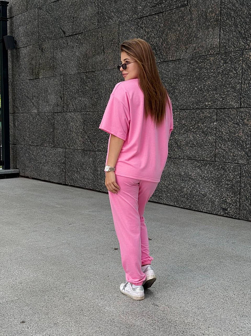 Спортивный костюм женский футболка и штаны джогеры Розовый XS-S Харьков - изображение 4