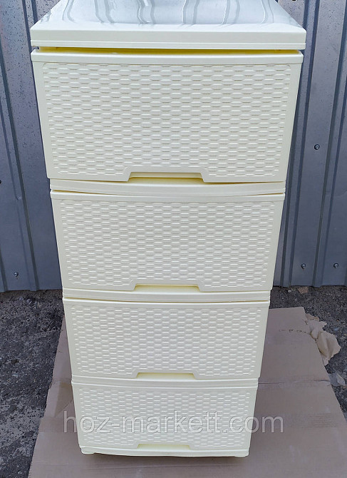 Комод плетенка на 4 ящика ротанг светло кремовый цвет сливочное масло Харьков - изображение 2