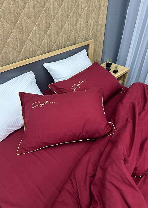 Комплект постільної білизни Сатин, Євро 200х230 Бордовий (88-160) Київ - фото 8