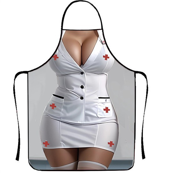 Фартух прикольний жіночий з принтом медсестри 80 на 60 см різнобарвний Київ - фото 1